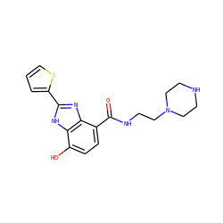 O=C(NCCN1CCNCC1)c1ccc(O)c2[nH]c(-c3cccs3)nc12 ZINC000118669050