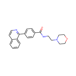 O=C(NCCN1CCOCC1)c1ccc(-c2nccc3ccccc23)cc1 ZINC000084724774