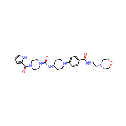 O=C(NCCN1CCOCC1)c1ccc(N2CCC(NC(=O)N3CCN(C(=O)c4ccc[nH]4)CC3)CC2)cc1 ZINC000169703285