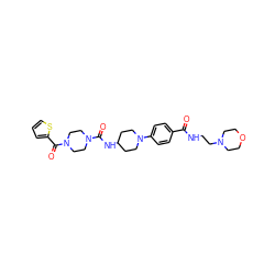 O=C(NCCN1CCOCC1)c1ccc(N2CCC(NC(=O)N3CCN(C(=O)c4cccs4)CC3)CC2)cc1 ZINC000169703288