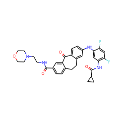 O=C(NCCN1CCOCC1)c1ccc2c(c1)C(=O)c1ccc(Nc3cc(NC(=O)C4CC4)c(F)cc3F)cc1CC2 ZINC001772627850