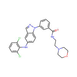 O=C(NCCN1CCOCC1)c1cccc(-n2ncc3cc(Nc4c(Cl)cccc4Cl)ccc32)c1 ZINC000096906415