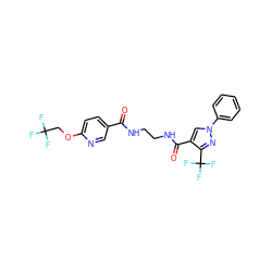 O=C(NCCNC(=O)c1cn(-c2ccccc2)nc1C(F)(F)F)c1ccc(OCC(F)(F)F)nc1 ZINC000049109990