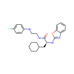 O=C(NCCNc1ccc(F)cc1)[C@H](CC1CCCCC1)Nc1nc2ccccc2o1 ZINC000014971573