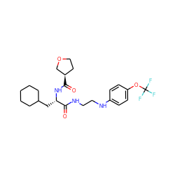 O=C(NCCNc1ccc(OC(F)(F)F)cc1)[C@H](CC1CCCCC1)NC(=O)[C@@H]1CCOC1 ZINC000014971931