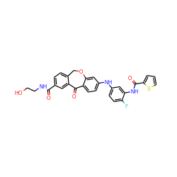 O=C(NCCO)c1ccc2c(c1)C(=O)c1ccc(Nc3ccc(F)c(NC(=O)c4cccs4)c3)cc1OC2 ZINC001772657231