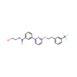 O=C(NCCO)c1cccc(-c2cccc(OCCc3cccc(C(F)(F)F)c3)n2)c1 ZINC000114926788