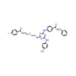 O=C(NCCOCCNc1nc(Nc2ccc(O)cc2)nc(Nc2ccc(C(=O)NCc3ccccc3)cc2)n1)c1ccc(F)cc1 ZINC000261141636