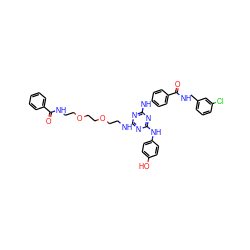 O=C(NCCOCCOCCNc1nc(Nc2ccc(O)cc2)nc(Nc2ccc(C(=O)NCc3cccc(Cl)c3)cc2)n1)c1ccccc1 ZINC000198468009