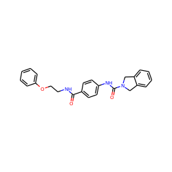 O=C(NCCOc1ccccc1)c1ccc(NC(=O)N2Cc3ccccc3C2)cc1 ZINC000167470917