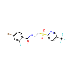 O=C(NCCS(=O)(=O)c1ccc(C(F)(F)F)cn1)c1ccc(Br)cc1F ZINC000045355352