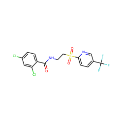 O=C(NCCS(=O)(=O)c1ccc(C(F)(F)F)cn1)c1ccc(Cl)cc1Cl ZINC000045358296