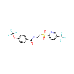 O=C(NCCS(=O)(=O)c1ccc(C(F)(F)F)cn1)c1ccc(OC(F)(F)F)cc1 ZINC000045389886