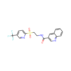 O=C(NCCS(=O)(=O)c1ccc(C(F)(F)F)cn1)c1cnc2ccccc2c1 ZINC000653790094