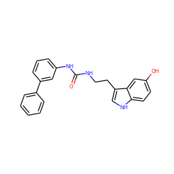 O=C(NCCc1c[nH]c2ccc(O)cc12)Nc1cccc(-c2ccccc2)c1 ZINC000014979742