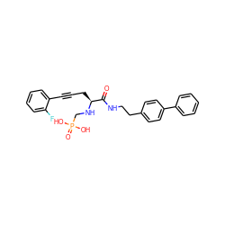 O=C(NCCc1ccc(-c2ccccc2)cc1)[C@H](CC#Cc1ccccc1F)NCP(=O)(O)O ZINC000013779385