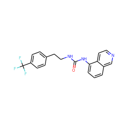 O=C(NCCc1ccc(C(F)(F)F)cc1)Nc1cccc2cnccc12 ZINC000013608732