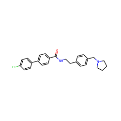 O=C(NCCc1ccc(CN2CCCC2)cc1)c1ccc(-c2ccc(Cl)cc2)cc1 ZINC000139238440