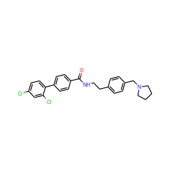 O=C(NCCc1ccc(CN2CCCC2)cc1)c1ccc(-c2ccc(Cl)cc2Cl)cc1 ZINC000203209023