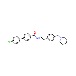 O=C(NCCc1ccc(CN2CCCCC2)cc1)c1ccc(-c2ccc(Cl)cc2)cc1 ZINC000036402797