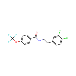 O=C(NCCc1ccc(Cl)c(Cl)c1)c1ccc(OC(F)(F)F)cc1 ZINC000029040598