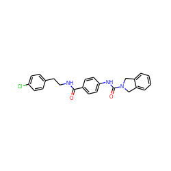 O=C(NCCc1ccc(Cl)cc1)c1ccc(NC(=O)N2Cc3ccccc3C2)cc1 ZINC000167178273