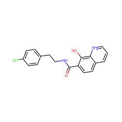 O=C(NCCc1ccc(Cl)cc1)c1ccc2cccnc2c1O ZINC000040584252