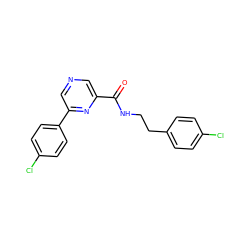 O=C(NCCc1ccc(Cl)cc1)c1cncc(-c2ccc(Cl)cc2)n1 ZINC000064447963