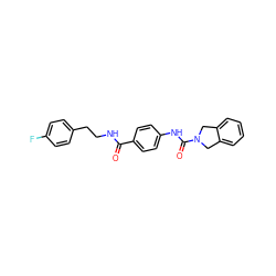 O=C(NCCc1ccc(F)cc1)c1ccc(NC(=O)N2Cc3ccccc3C2)cc1 ZINC000167013552