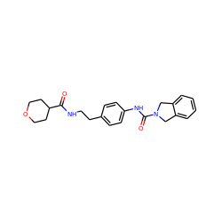 O=C(NCCc1ccc(NC(=O)N2Cc3ccccc3C2)cc1)C1CCOCC1 ZINC000166116214