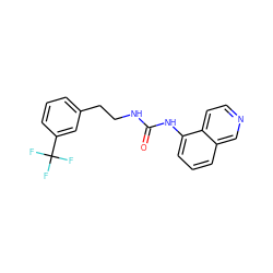 O=C(NCCc1cccc(C(F)(F)F)c1)Nc1cccc2cnccc12 ZINC000013608735