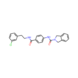 O=C(NCCc1cccc(Cl)c1)c1ccc(NC(=O)N2Cc3ccccc3C2)cc1 ZINC000167045833