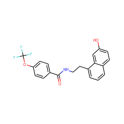 O=C(NCCc1cccc2ccc(O)cc12)c1ccc(OC(F)(F)F)cc1 ZINC000029040732