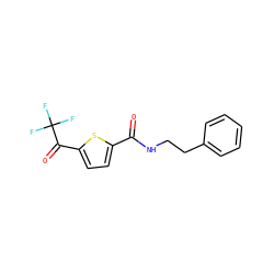 O=C(NCCc1ccccc1)c1ccc(C(=O)C(F)(F)F)s1 ZINC000029069842