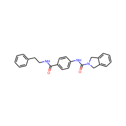 O=C(NCCc1ccccc1)c1ccc(NC(=O)N2Cc3ccccc3C2)cc1 ZINC000106323104