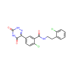 O=C(NCCc1ccccc1Cl)c1cc(-c2n[nH]c(=O)[nH]c2=O)ccc1Cl ZINC000072179527