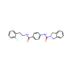 O=C(NCCc1ccccc1F)c1ccc(NC(=O)N2Cc3ccccc3C2)cc1 ZINC000165948124