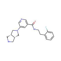 O=C(NCCc1ccccc1F)c1cncc(N2C[C@@H]3CNC[C@@H]3C2)c1 ZINC000073196756