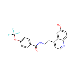 O=C(NCCc1ccnc2ccc(O)cc12)c1ccc(OC(F)(F)F)cc1 ZINC000029040736