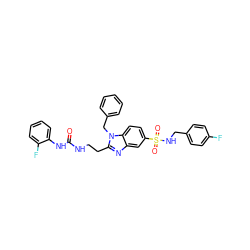 O=C(NCCc1nc2cc(S(=O)(=O)NCc3ccc(F)cc3)ccc2n1Cc1ccccc1)Nc1ccccc1F ZINC000028348835