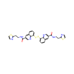 O=C(NCCc1nccs1)c1cnc2c(SSc3cccc4cc(C(=O)NCCc5nccs5)cnc34)cccc2c1 ZINC000644163130