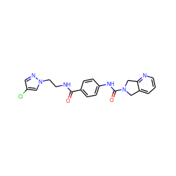 O=C(NCCn1cc(Cl)cn1)c1ccc(NC(=O)N2Cc3cccnc3C2)cc1 ZINC000166468119