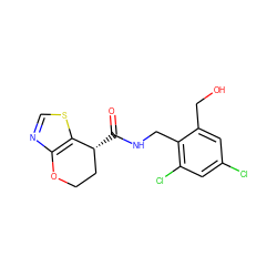 O=C(NCc1c(Cl)cc(Cl)cc1CO)[C@@H]1CCOc2ncsc21 ZINC000220871130