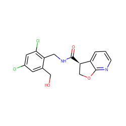 O=C(NCc1c(Cl)cc(Cl)cc1CO)[C@@H]1COc2ncccc21 ZINC000205616001