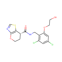 O=C(NCc1c(Cl)cc(Cl)cc1OCCO)[C@@H]1CCOc2ncsc21 ZINC000220879433