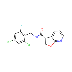 O=C(NCc1c(F)cc(Cl)cc1Cl)[C@H]1COc2ncccc21 ZINC000205614734