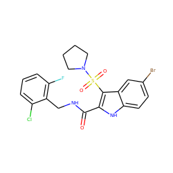 O=C(NCc1c(F)cccc1Cl)c1[nH]c2ccc(Br)cc2c1S(=O)(=O)N1CCCC1 ZINC000029038978