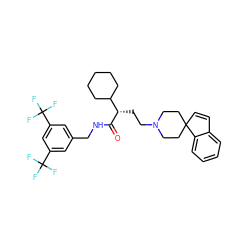 O=C(NCc1cc(C(F)(F)F)cc(C(F)(F)F)c1)[C@@H](CCN1CCC2(C=Cc3ccccc32)CC1)C1CCCCC1 ZINC000034804286