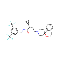 O=C(NCc1cc(C(F)(F)F)cc(C(F)(F)F)c1)[C@@H](CCN1CCC2(CC1)OCCc1ccccc12)C1CC1 ZINC000473106859