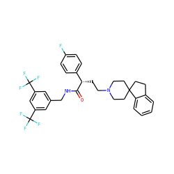 O=C(NCc1cc(C(F)(F)F)cc(C(F)(F)F)c1)[C@@H](CCN1CCC2(CCc3ccccc32)CC1)c1ccc(F)cc1 ZINC000034804265